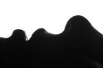 Silhouette: Detailaufnahme von Mund und Nase. Schwarz-Weiß.