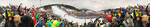 360° Panorama von einem Zieleinlauf bei einem Schirennen.